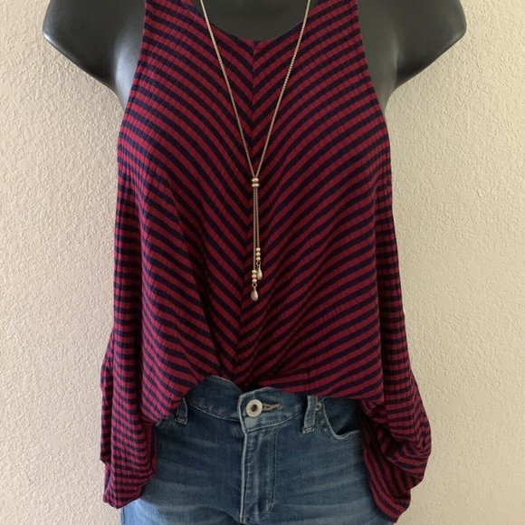 LUCY LOVE Boutique Red & Blue Stripe Charlise Tank Top size MEDIUM 🆕 - Picture 9 of 12
